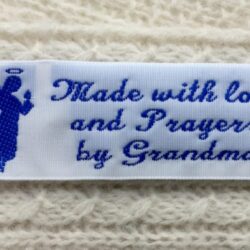 Fabric sew in label with angel