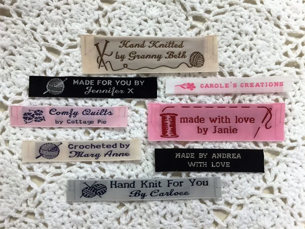 20 Woven Personalized Knitting Labels, Clothing Labels, From the Knitting  Needles of Printed With Your Name, Company or Web Address 