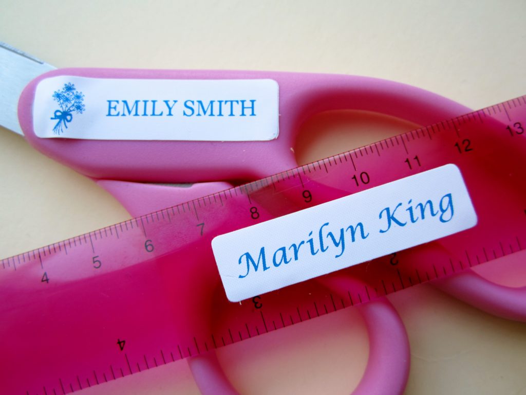 Kids stick on name labels